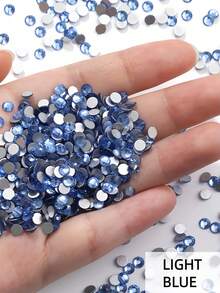 2000pcs 3-6mm Silver Flat Light Blue Resin Rhinestones, Round Jelly Gemstones For Making Accessories Shoes, Clothes, Cosmetics, Bags, Decoration - Light Blue - View 3