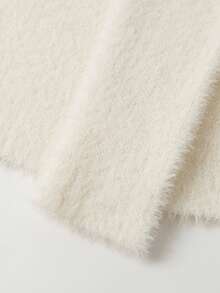 Franclia 女士秋冬高领长袖蓬蓬针织毛衣裙，法式优雅毛茸茸宽松休闲针织毛衣，女士圣诞装，冬装，女士秋装，优雅白裙，女士优雅装，婚礼活动礼服 - 白色 - 查看 4