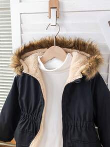 SHEIN 少女纯色休闲保暖连帽外套，秋冬 - 彩色 - 查看 5