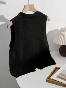 Sweetra Áo khoác cardigan len dệt kim cổ chữ V thêu nơ thời trang thu đông màu kaki dễ thương - màu đen - Xem 2