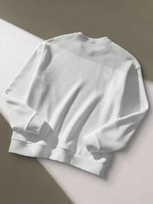 Claim Dot Men's Casual Reversible Fleece Pullover, Versatile For Street, Daily Commute And Outdoor, White, Autumn/Winter