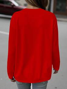 EMERY ROSE Plus Size Graphic Tee, Casual Street Style Crew Neck T-Shirt, Cute & Comfortable Vacation Vibe Top