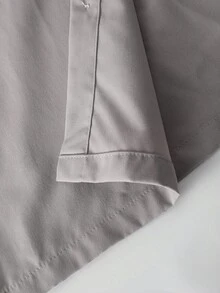 Vacaura 2pcs/Set Older Kids' Casual Gentleman Single-Breasted Grey Long Sleeve Shirt Paired With Elastic Waist Slant Pocket Casual Pants, Spring/Autumn