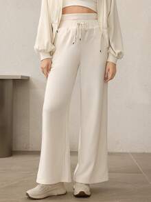 Mulvari 女式罗纹腰带休闲运动裤 - 杏色 - 查看 3