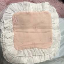 粉色、米色、杏色荷叶边刺绣棉质杯垫，精致咖啡杯垫，隔热垫，保护桌面