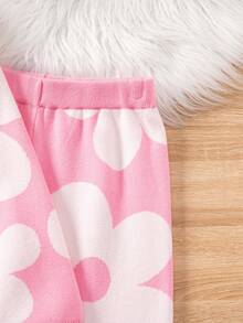 女童提花针织毛衣和紧身裤两件套，时尚款式，长袖，秋冬 - 粉色 - 查看 5