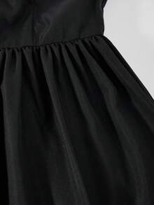 SHEIN Explorewe Váy cổ xếp lớp Colorblock dành cho bé gái tuổi teen - Đen và trắng - Xem 8