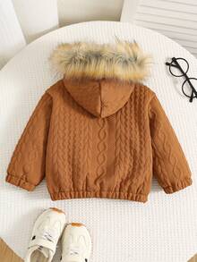 SHEIN Baby/Baby Jungen/Mädchen Herbst & Winter Kleidung, Mäntel, Oberteile, Fleece, Verstärkt, Kapuzenparka Jacke, Langarm Oberteile, Gefütterte Jacke, Wintermantel, Gesteppter Mantel, Warm & Weich, Bequem, Vielseitig, Lässig, Alltag, Geeignet für Innen, Außen, Skifahren, Sport, Spiel, Party, Fotoshooting, Festival, Halloween, Weihnachten, Neujahr