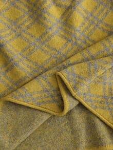 Louniche Women's Casual College Style Loose Fit V-Neck Raglan Sleeve Plaid Pattern Sweater, Autumn/Winter