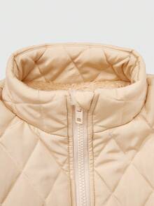 复古美式短款羽绒服 - 杏色 - 查看 3