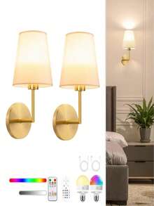 Rechargeable Battery Powered Wall Lamp, Gold Chargeable Wall Light With 2000mAh, Dimmable, Detachable Bulb And Remote Control, 15 Colors Wireless Wall Lamp For Bedroom, Living Room, Corridor Decor