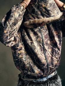 AXEPEAK 男士撞色保暖连帽休闲落肩长袖外套 - 彩色 - 查看 4