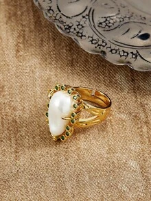 Glisma Anillo abierto de moda para mujer con rhinestones, adecuado para uso diario