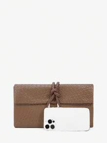 SHEIN SXY Ladies, Women Clutchs, Silver, Woven Embossed Pu, Fashionable, Elegant, Simple, Personalized, Versatile, Classic, For Commute, Office, Date, Daily, Shopping, Afternoon Tea - Brown - View 5