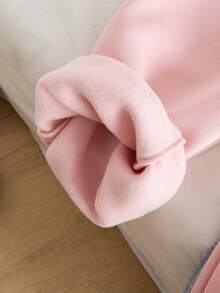 Genkimix Kids 2 件套女童图案刺绣羊毛慢跑裤套装，休闲日常穿着，粉色和灰色组合，秋季