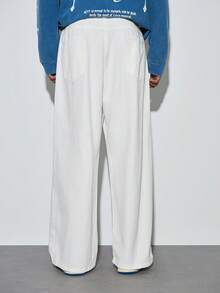 1pc Washed Minimalist American Style Commuter Jeans, Men's Niche Casual Loose Wide Leg Pants (No Belt Or Accessories) Spring To Summer - White - View 2