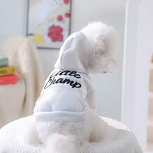 PETSIN 1件猫狗通用宠物服装，秋冬休闲连帽衫，小型犬春秋开襟外套 - 白色 - 查看 11