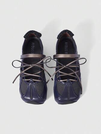 Grunge Punk Women's Black Ballet Flats Lace-Up Soft Bottom Slip-On Loafers, Mary Jane Oxfords, JK Uniform Shoes, Platform & Thick Sole Pumps