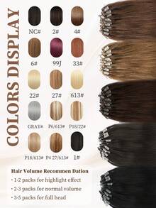 50 股微环接发真人发 6# 浅棕色微珠接发超顺滑超柔软丝滑直发微环健康人发接发适合女性 - S6 - 查看 9