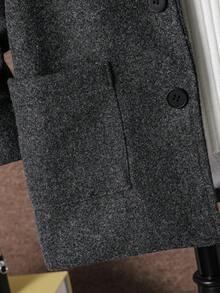 Genkimix Kids 男童休闲连帽中长款羊毛混纺外套，深灰色夹克适合日常穿着、户外活动、通勤、上学、春秋、冬季、短途旅行、度假、旅行、休闲