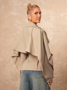 Lumalex Áo khoác dáng dài nữ thu đông với cổ áo choàng, thắt lưng buộc eo, tay dài, viền bèo nhún, thoải mái, sang trọng, thích hợp cho dạ hội, tiệc tùng, tiệc chiêu đãi, kín đáo, phong cách cổ điển, lấp lánh, tiệc tùng ngày lễ, lễ hội, dã ngoại, kỳ nghỉ, hoạt động ngoài trời, nhiều lớp, mùa cưới, tiệc tùng, ID, Al-Adha, tiệc năm mới, thời tiết lạnh, mùa thu, phong cách mới dành cho nữ. - Màu Khaki - Xem 9