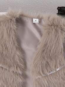 Sparklyn Autumn/Winter Girls Faux Fur Khaki Vest, Casual & Comfortable, Suitable For Party, Gathering, Daily Wear - Khaki - View 4