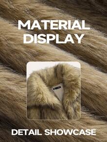 Anewsta 秋冬新款百搭芥末黄宽松翻领长袖毛茸茸外套