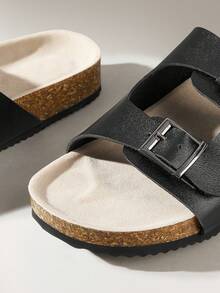 Solecia 男士时尚休闲舒适软木凉鞋 - 黑色 - 查看 6