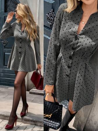 Pariaura Prickig klänning med åtsittande midja, elegant för jobb, pendling, åtsittande midja, dejt, mode, sammankomst med vänner