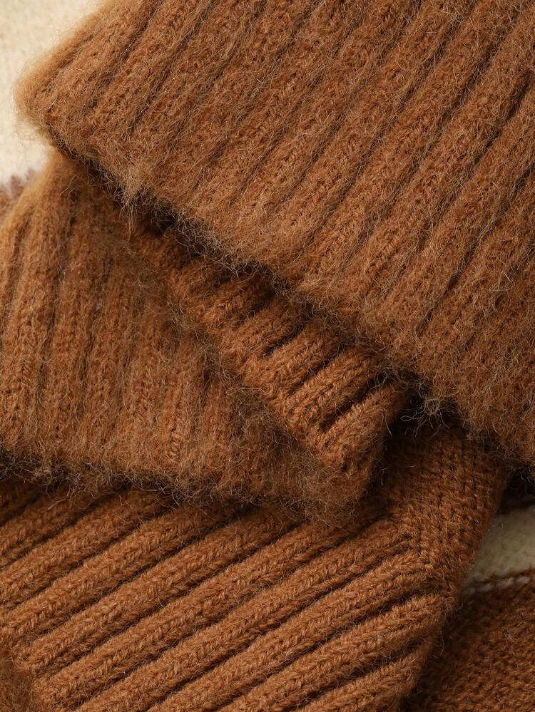 Contrast Stripe Loose V-Neck Casual Street Knit Sweater For Women, Autumn/Winter