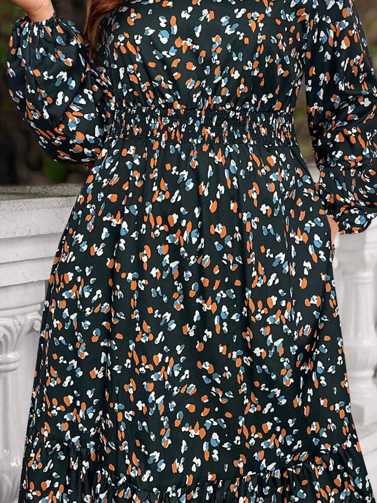 Plus Size Women Fall/Winter  Casual Long Sleeve Leopard Print Dress, Autumn/Winter,Going Out Outfits,2025 New Clothes,Simple And Fashionable For Everyday Wear, Plus Size Winter Clothes, Christmas Outfit For Women ,New Year Clothes,Thanksgiving Outfit For Women ,New Year Dress,Flowy Dress