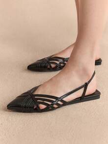 Rosivie Giày bệt mũi nhọn thiết kế khoét lỗ thông thường dành cho nữ - màu đen - Xem 4