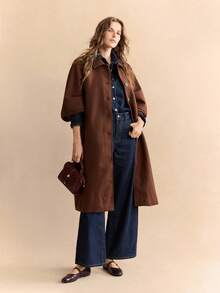 Rosivie 法式优雅通勤圆头系带编织平底女鞋 - 巧克力棕 - 查看 6