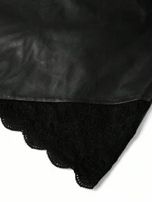 Ellevyn 女式纯色 PU 皮革优雅铅笔裙 - 黑色 - 查看 6