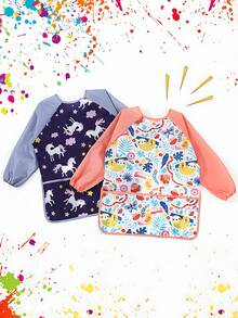 1/2pcs Kids Art Smocks Dinosaur Painting Apron For Children Waterproof Artist Smock With Long Sleeve And 3 Pockets For Age 3-8 Years - Multicolor - View 3