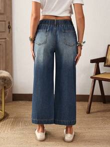 CurvyTilda Plus Size Casual Washed Vintage Wide Leg Jeans Casual Street Patchwork Pocket Loose Wide Leg Jeans Women Jeans Baggy Loose Jeans