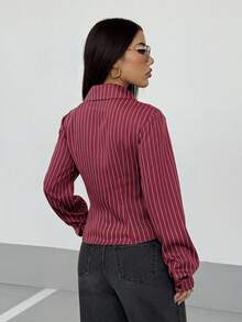 StreetHx Women's Retro Fitted Striped Shirt