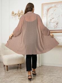 Reflora Camisa holgada de manga larga con estampado completo y botones en la manga para mujer talla grande, para uso casual y diario en primavera/otoño - Rosa - Ver 6