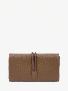 SHEIN SXY Ladies, Women Clutchs, Silver, Woven Embossed Pu, Fashionable, Elegant, Simple, Personalized, Versatile, Classic, For Commute, Office, Date, Daily, Shopping, Afternoon Tea - Brown - View 4