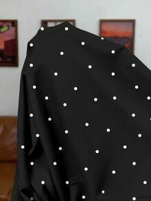 SHEIN EZwear 1 件女式加大码白色波尔卡圆点印花卷边袖口和领口休闲 T 恤，秋冬 T 恤，黑色 T 恤 - 彩色 - 查看 9