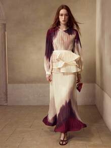MOTF PREMIUM FLOWY COLORBLOCK PLEATED MERMAID SKIRT - Apricot - View 6