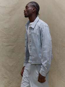 Musero Boxy Button Up Paneled Denim Jacket Spring Summer Holiday Vacation - Light Wash - View 3
