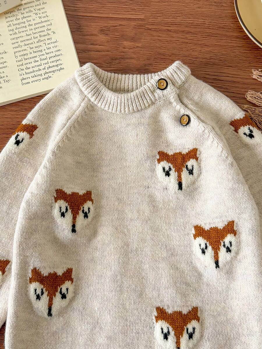 LMoss Kids 男婴休闲圆领可爱动物图案毛衣