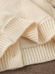 SHEIN 女婴圆领针织喇叭裙套装，可爱甜美秋冬季女婴针织套装，女婴毛衣套装半裙套装，针织两件套，秋冬女婴连衣裙，女婴秋冬针织服装，女婴毛衣套装，女婴针织两件套，女婴冬季服装，女婴秋季毛衣 - 米色 - 查看 6