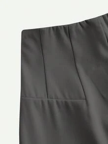 SHEIN 青少年女孩休闲时尚舒适高腰阔腿直筒裤，适合日常穿着，灰色 - 灰色 - 查看 5