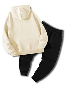 Manfinity Homme 男士保暖连帽衫+运动裤两件套，秋冬舒适保暖服饰，适合圣诞节穿着 - 彩色 - 查看 4