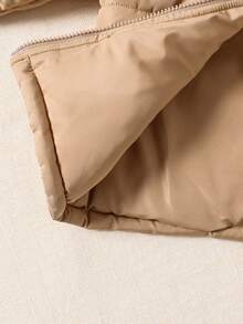 SHEIN Young Boy 户外街头风格绅士厚棉服外套，秋冬 - 卡其色 - 查看 8