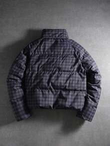 PAVTROS Men's Street-Style Popular INS Plaid Raglan Sleeve Single-Breasted Casual Winter Winter Coat, Streetwear,Warm, Christmas - Dark Grey - View 5