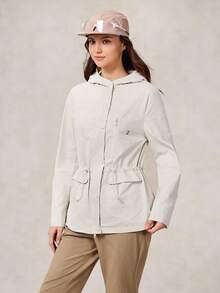 OutZeal 女式防水抽绳腰部翻盖口袋户外夹克徒步露营秋季 - 白色 - 查看 7