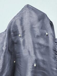 DreamSkyne Plus Size Women Beaded Bow Flare Sleeve Blouse Shirt